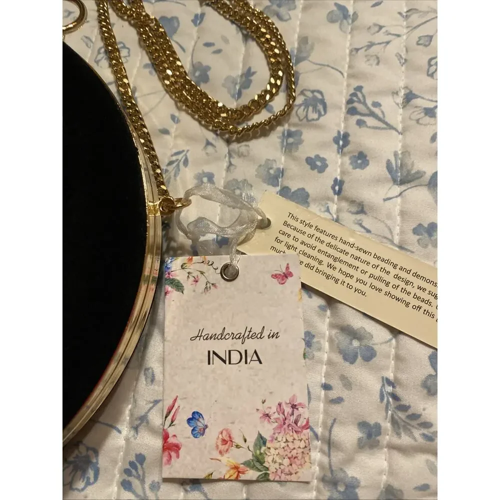 Handcrafted In India Hand Seen Beading Bag NWT